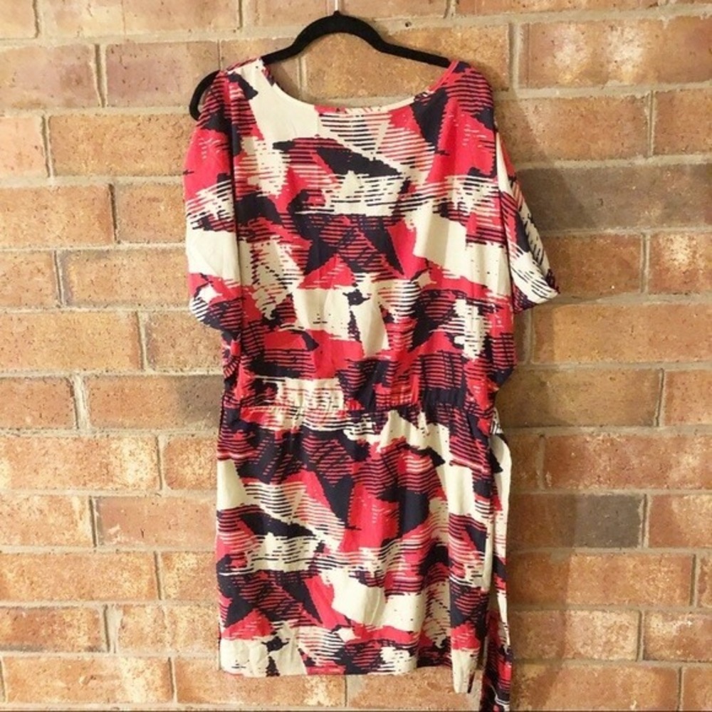Outback Red Womens Medium Abstract Geometric Cold Shoulder Mini Dress | Size M